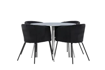 Plaza Matgrupp 100 cm Rund med 4 Berit stolar - Grå/Svart - Products - Möbler - Bord & matgrupp - Matgrupp