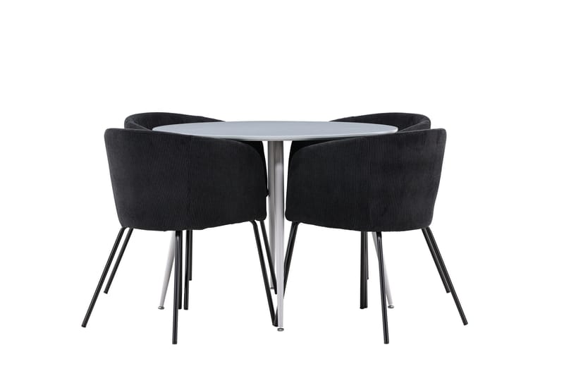 Plaza Matgrupp 100 cm Rund med 4 Berit stolar - Grå/Svart - Products - Möbler - Bord & matgrupp - Matgrupp