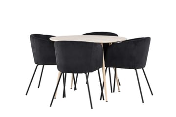 Plaza Matgrupp 100 cm Rund med 4 Berit stolar - Whitewash/Svart - Products - Möbler - Bord & matgrupp - Matgrupp