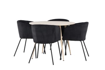 Plaza Matgrupp 100 cm Rund med 4 Berit stolar - Whitewash/Svart - Products - Möbler - Bord & matgrupp - Matgrupp