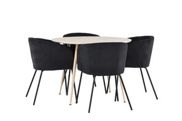 Plaza Matgrupp 100 cm Rund med 4 Berit stolar - Whitewash/Svart - Products - Möbler - Bord & matgrupp - Matgrupp