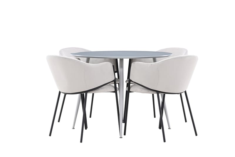 Plaza Matgrupp 100 cm Rund med 4 Evelina stolar - Grå/Grå - Products - Möbler - Bord & matgrupp - Matgrupp