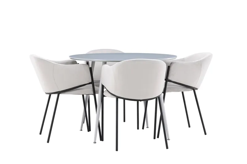 Plaza Matgrupp 100 cm Rund med 4 Evelina stolar, Grå/Grå