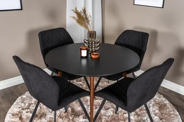 Plaza Matgrupp 100 cm Rund med 4 Gemma stolar - Svart - Products - Möbler - Bord & matgrupp - Matgrupp