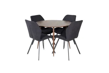 Plaza Matgrupp 100 cm Rund med 4 Gemma stolar - Svart - Products - Möbler - Bord & matgrupp - Matgrupp
