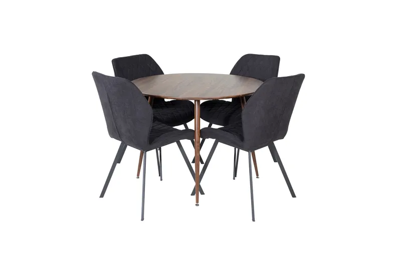 Plaza Matgrupp 100 cm Rund med 4 Gemma stolar - Svart - Products - Möbler - Bord & matgrupp - Matgrupp