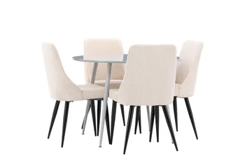 Plaza Matgrupp 100 cm Rund med 4 Leone stolar - Grå/Beige - Products - Möbler - Bord & matgrupp - Matgrupp