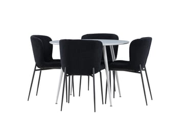 Plaza Matgrupp 100 cm Rund med 4 Modesto stolar - Grå/Svart - Products - Möbler - Bord & matgrupp - Matgrupp