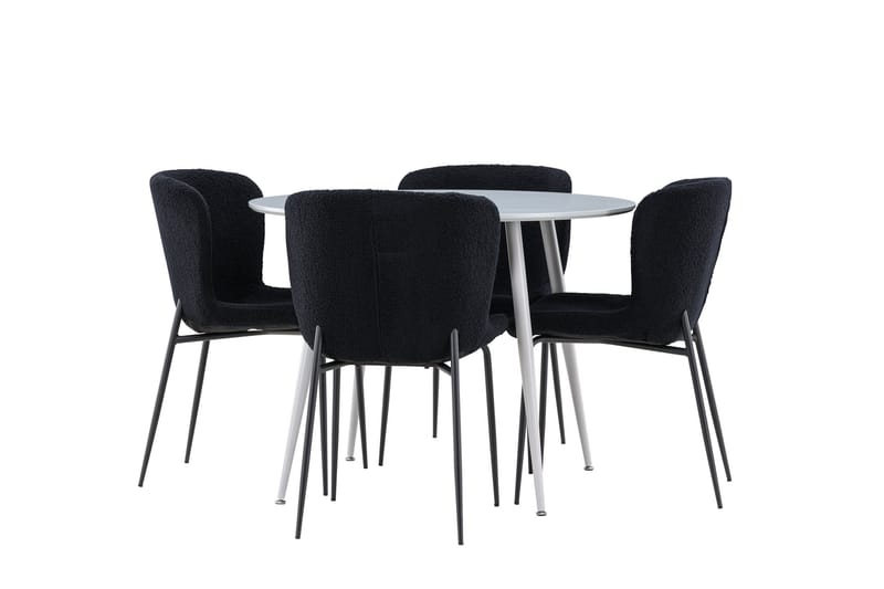 Plaza Matgrupp 100 cm Rund med 4 Modesto stolar - Grå/Svart - Products - Möbler - Bord & matgrupp - Matgrupp