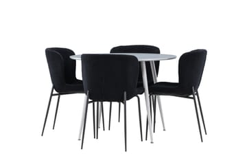 Plaza Matgrupp 100 cm Rund med 4 Modesto stolar - Grå/Svart - Products - Möbler - Bord & matgrupp - Matgrupp