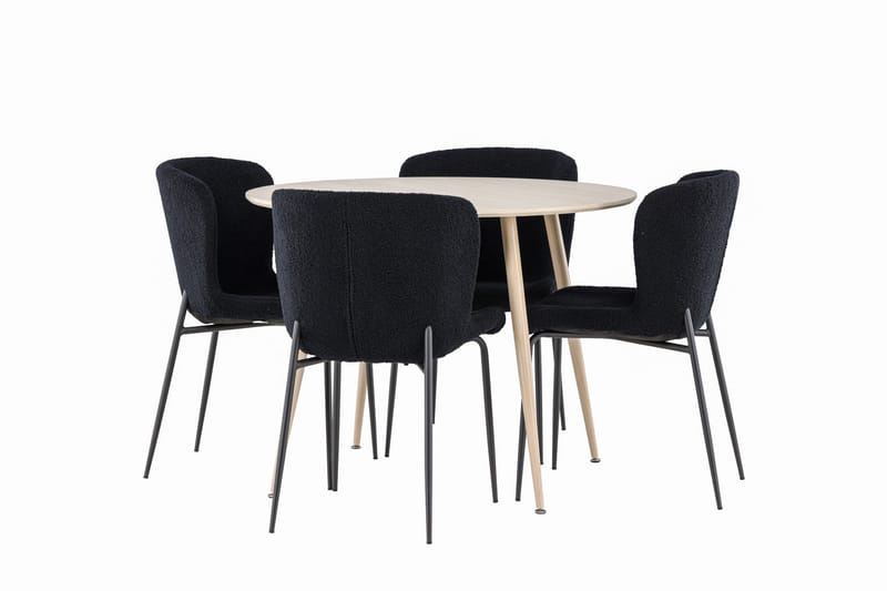 Plaza Matgrupp 100 cm Rund med 4 Modesto stolar - Whitewash/Svart - Products - Möbler - Bord & matgrupp - Matgrupp