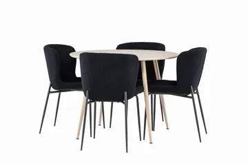 Plaza Matgrupp 100 cm Rund med 4 Modesto stolar - Whitewash/Svart - Products - Möbler - Bord & matgrupp - Matgrupp