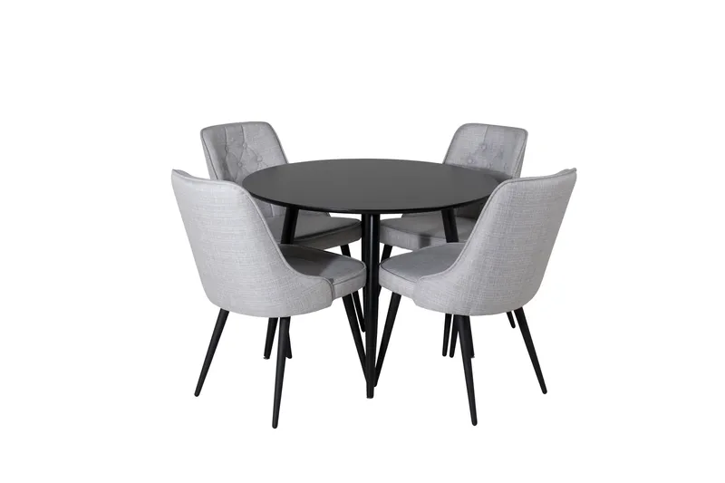 Plaza Matgrupp 100 cm Rund med 4 Velvet Deluxe stolar - Svart - Products - Möbler - Bord & matgrupp - Matgrupp