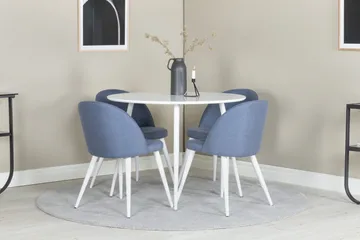 Plaza Matgrupp 100 cm Rund med 4 Velvet stolar - Blå - Products - Möbler - Bord & matgrupp - Matgrupp