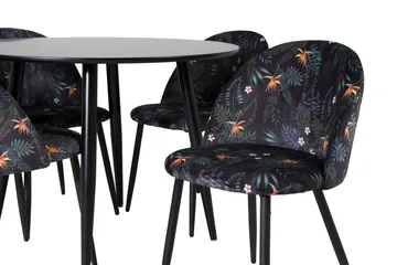 Plaza Matgrupp 100 cm Rund med 4 Velvet stolar - Svart - Products - Möbler - Bord & matgrupp - Matgrupp