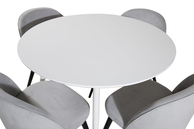 Plaza Matgrupp 100 cm Rund med 4 Velvet stolar - Svart - Products - Möbler - Bord & matgrupp - Matgrupp