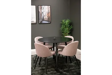 Plaza Matgrupp 100 cm Rund med 4 Velvet stolar - Svart - Products - Möbler - Bord & matgrupp - Matgrupp