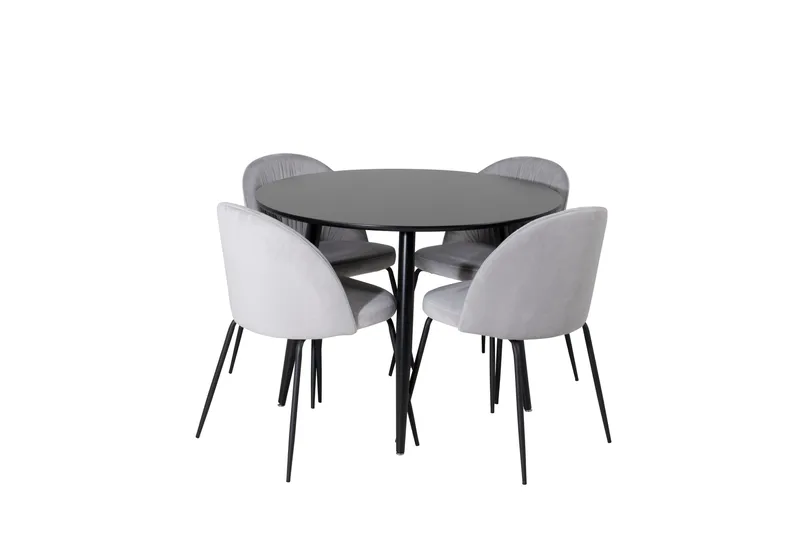 Plaza Matgrupp 100 cm Rund med 4 Wrinkles stolar, Svart