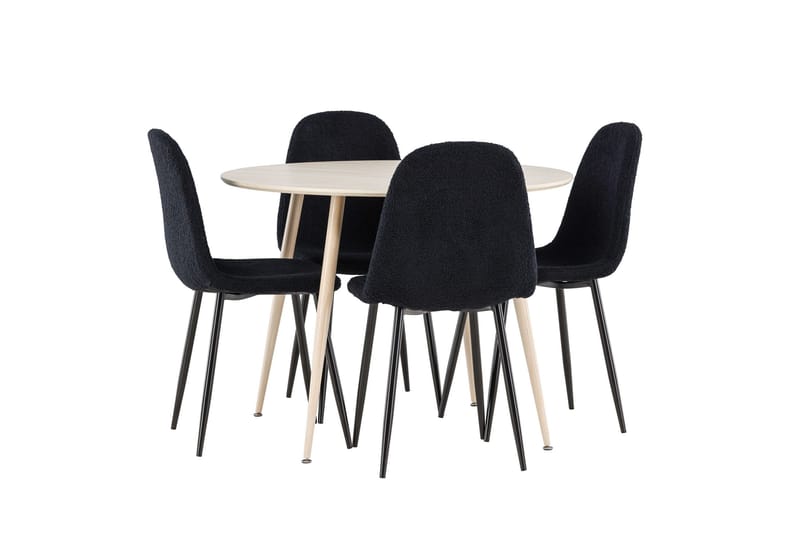 Plaza Matgrupp 100 cm Rund med 4 Polar stolar - Whitewash/Svart - Products - Möbler - Bord & matgrupp - Matgrupp