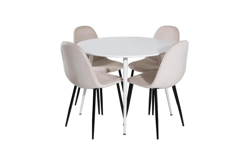 Plaza Matgrupp 100 cm Rund med 4 Polar stolar - Beige - Products - Möbler - Bord & matgrupp - Matgrupp