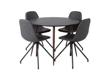 Plaza Matgrupp 100 cm Rund med 4 Polar stolar - Svart - Products - Möbler - Bord & matgrupp - Matgrupp