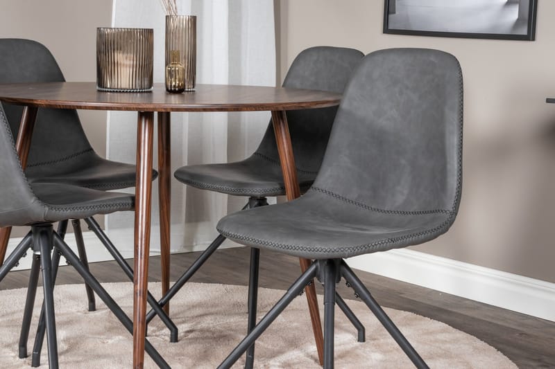 Plaza Matgrupp 100 cm Rund med 4 Polar stolar - Svart - Products - Möbler - Bord & matgrupp - Matgrupp