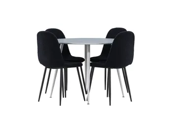 Plaza Matgrupp 100 cm Rund med 4 Polar stolar - Grå/Svart - Products - Möbler - Bord & matgrupp - Matgrupp