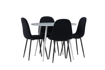 Plaza Matgrupp 100 cm Rund med 4 Polar stolar - Grå/Svart - Products - Möbler - Bord & matgrupp - Matgrupp