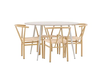 Plaza Matgrupp 120 cm Rund med 4 Alfons stolar - Beige/Beige - Products - Möbler - Bord & matgrupp - Matgrupp