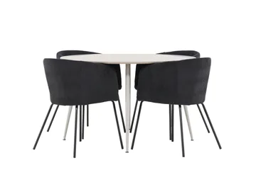 Plaza Matgrupp 120 cm Rund med 4 Berit stolar - Beige/Svart - Products - Möbler - Bord & matgrupp - Matgrupp