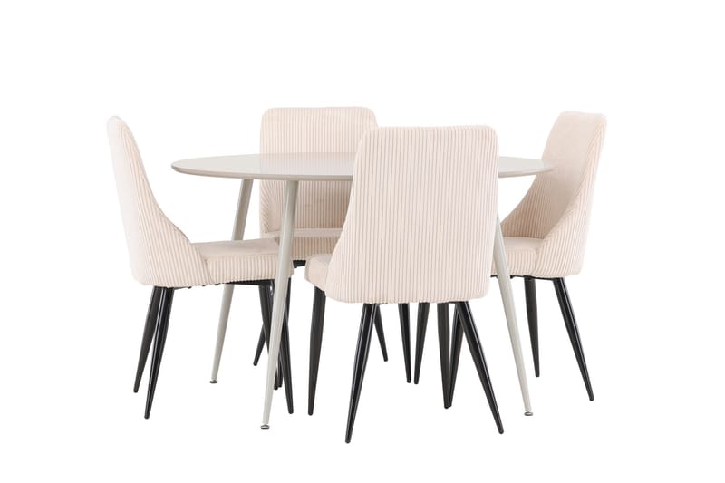 Plaza Matgrupp 120 cm Rund med 4 Leone stolar - Beige/Beige - Products - Möbler - Bord & matgrupp - Matgrupp