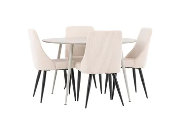 Plaza Matgrupp 120 cm Rund med 4 Leone stolar - Beige/Beige - Products - Möbler - Bord & matgrupp - Matgrupp