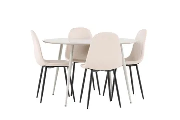 Plaza Matgrupp 120 cm Rund med 4 Polar stolar - Beige/Beige - Products - Möbler - Bord & matgrupp - Matgrupp