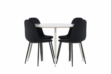 Plaza Matgrupp 120 cm Rund med 4 Polar stolar - Beige/Svart - Products - Möbler - Bord & matgrupp - Matgrupp
