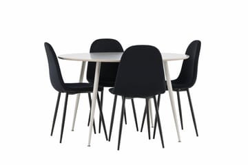 Plaza Matgrupp 120 cm Rund med 4 Polar stolar - Beige/Svart - Products - Möbler - Bord & matgrupp - Matgrupp