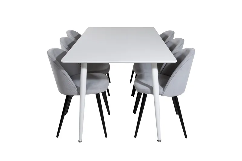 Polar Matgrupp 180 cm Rektangulär med 6 Velvet stolar - Svart - Products - Möbler - Bord & matgrupp - Matgrupp