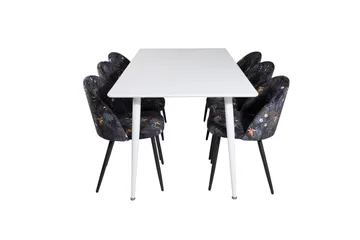 Polar Matgrupp 180 cm Rektangulär med 6 Velvet stolar - Svart - Products - Möbler - Bord & matgrupp - Matgrupp