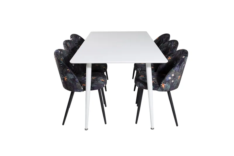 Polar Matgrupp 180 cm Rektangulär med 6 Velvet stolar - Svart - Products - Möbler - Bord & matgrupp - Matgrupp