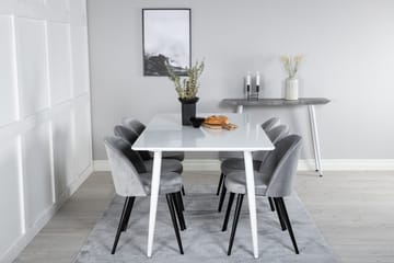 Polar Matgrupp 180 cm Rektangulär med 6 Velvet stolar - Svart - Products - Möbler - Bord & matgrupp - Matgrupp