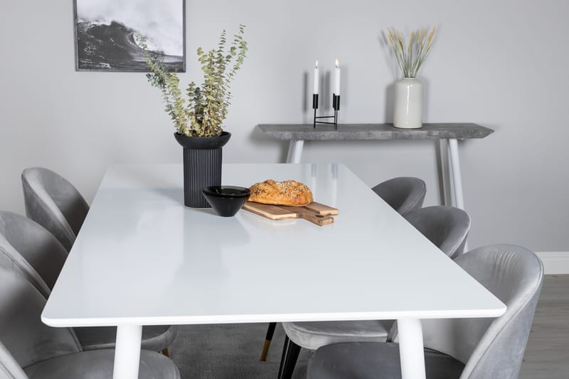 Polar Matgrupp 180 cm Rektangulär med 6 Velvet stolar - Svart/Guld - Products - Möbler - Bord & matgrupp - Matgrupp