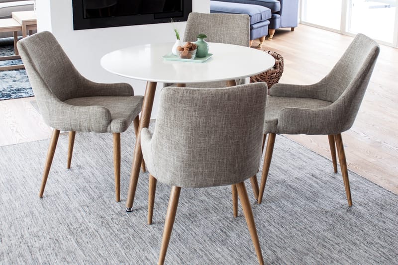 Polar Matgrupp 90 cm Rund med 4 Plaza stolar - Grå - Products - Möbler - Bord & matgrupp - Matgrupp