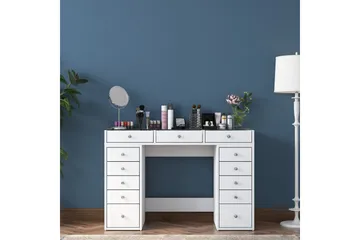 Ramender Sminkbord med förvaring Bordsskiva Glas 120 cm - Vit - Products - Möbler - Bord & matgrupp - Sminkbord & toalettbord