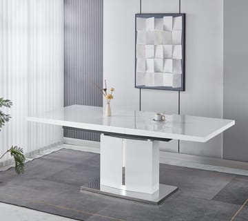 Rartliff matbord 160-200 cm förlängningsbart - Vit / Metall - Vit - Products - Möbler - Bord & matgrupp - Matbord & köksbord