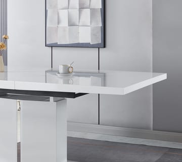 Rartliff matbord 160-200 cm förlängningsbart - Vit / Metall - Vit - Products - Möbler - Bord & matgrupp - Matbord & köksbord