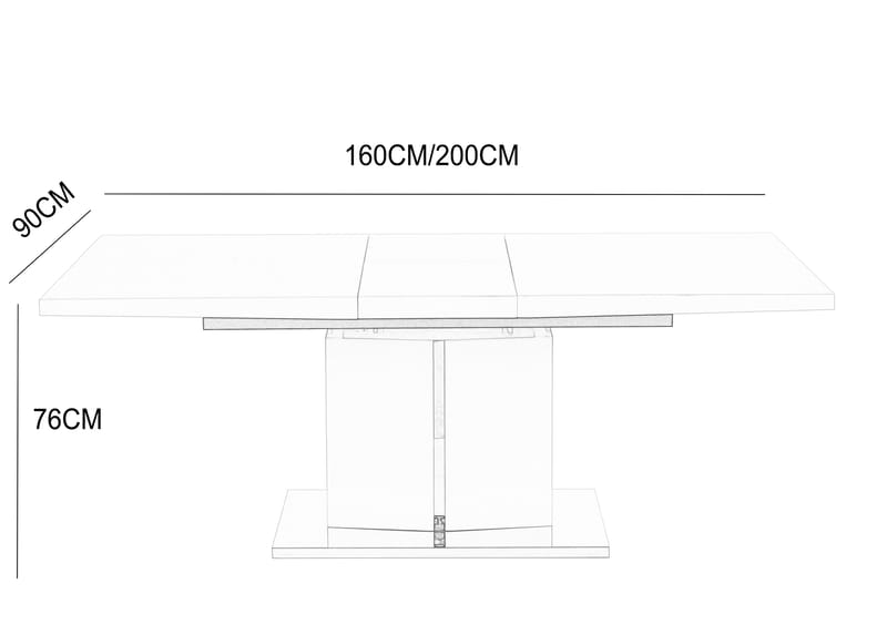 Rartliff matbord 160-200 cm förlängningsbart - Vit / Metall - Vit - Products - Möbler - Bord & matgrupp - Matbord & köksbord