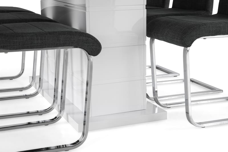 Ratliff Förlängningsbar Matgrupp 180 cm med 6 Cibus Stol - Vit/Grå/Krom - Products - Möbler - Bord & matgrupp - Matgrupp