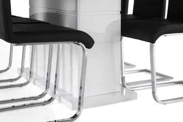 Ratliff Matgrupp 180 cm + 6 Stolar Förlängningsbart med illäggsskiva - Vit / Svart Pu / Krom - Products - Möbler - Bord & matgrupp - Matgrupp