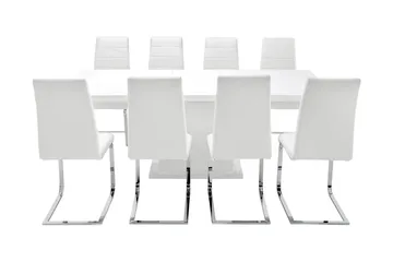 Ratliff Matgrupp 180 cm + 8 Sorado Stol - Vit/Krom - Products - Möbler - Bord & matgrupp - Matgrupp
