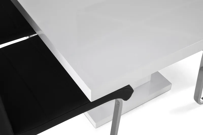 Ratliff Matgrupp 180 cm + 6 Stolar Förlängningsbart med illäggsskiva - Vit/Svart Pu/Krom - Products - Möbler - Bord & matgrupp - Matgrupp