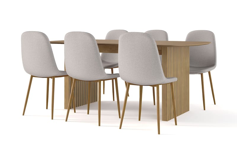 Richeto Matbord 180 cm ek +  6 st Nibe stol grå med ek ben - Natur/Grå - Products - Möbler - Bord & matgrupp - Matgrupp